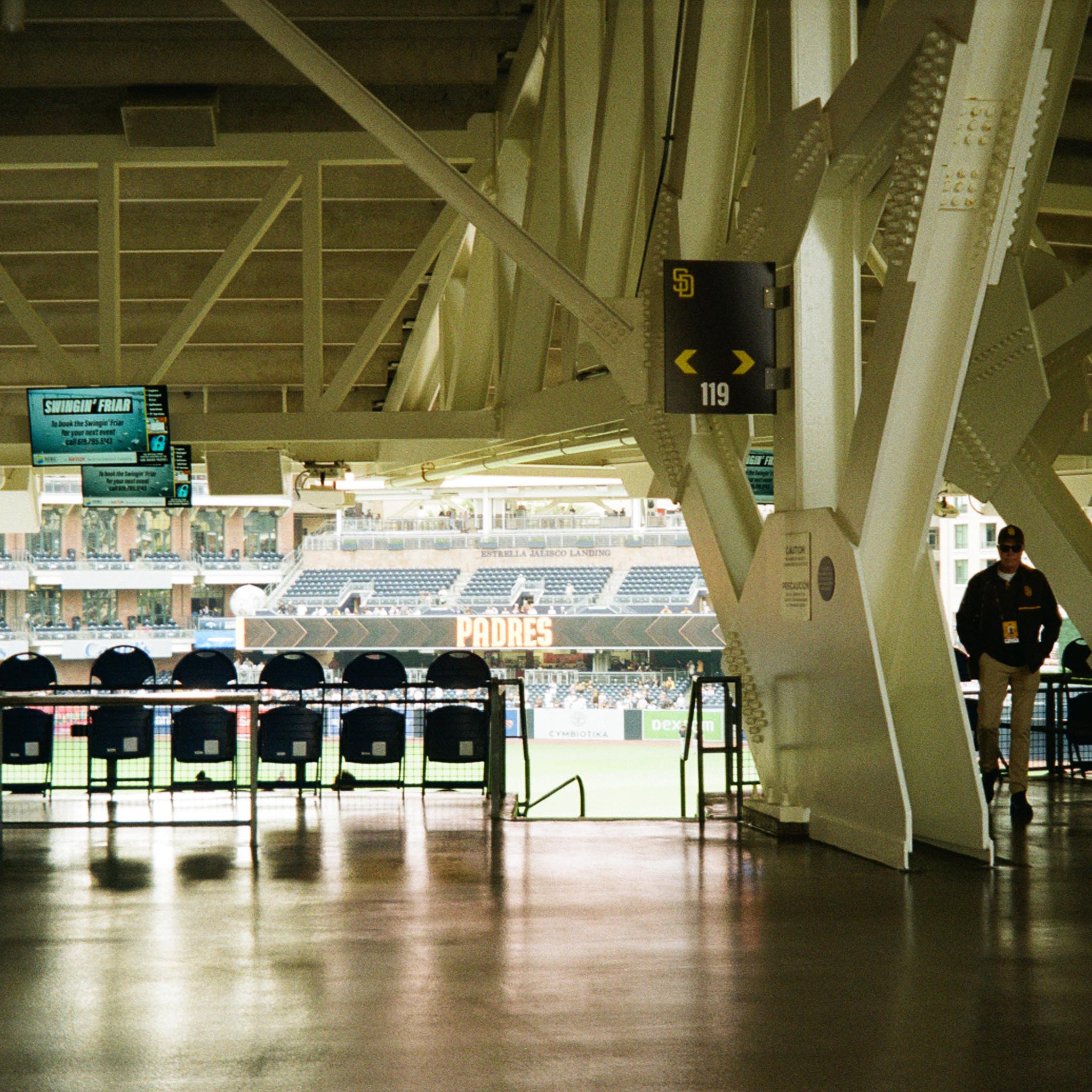 baseball stadium from inside towards the stands