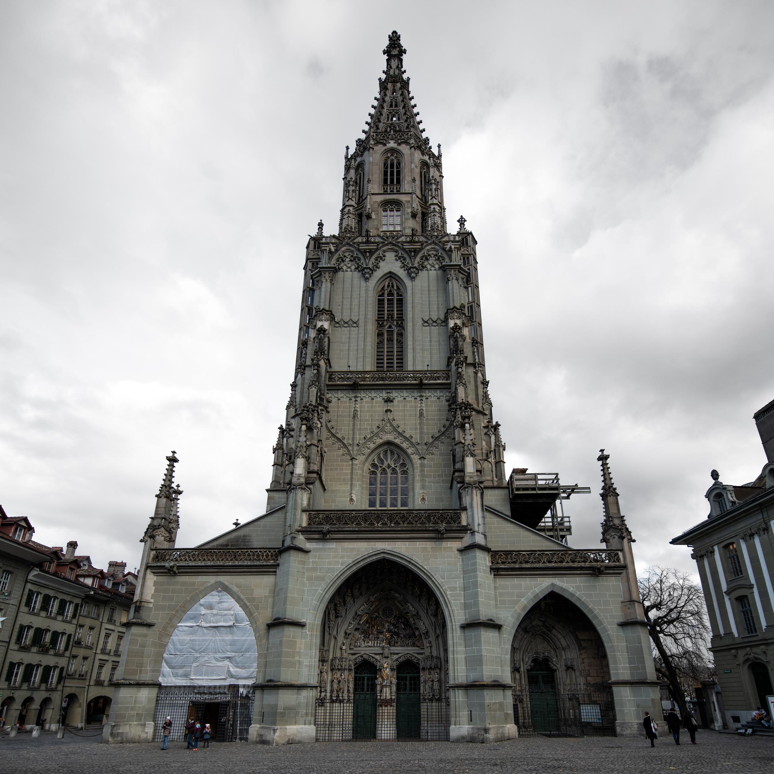 old church with grey sky