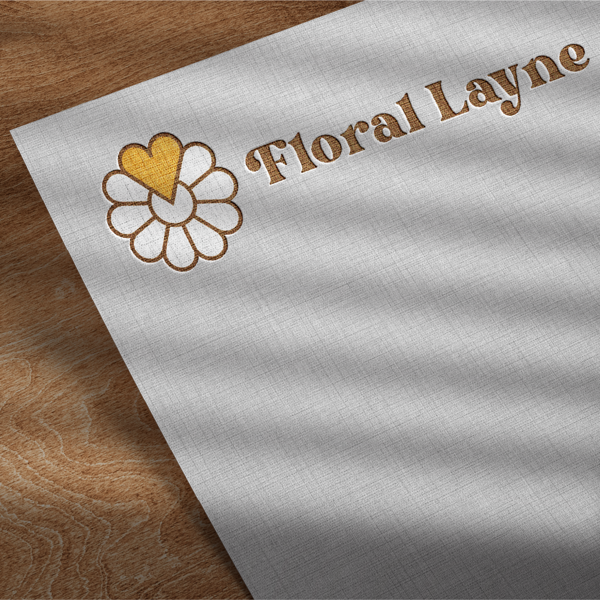 document mockup with engraved logo in the corner