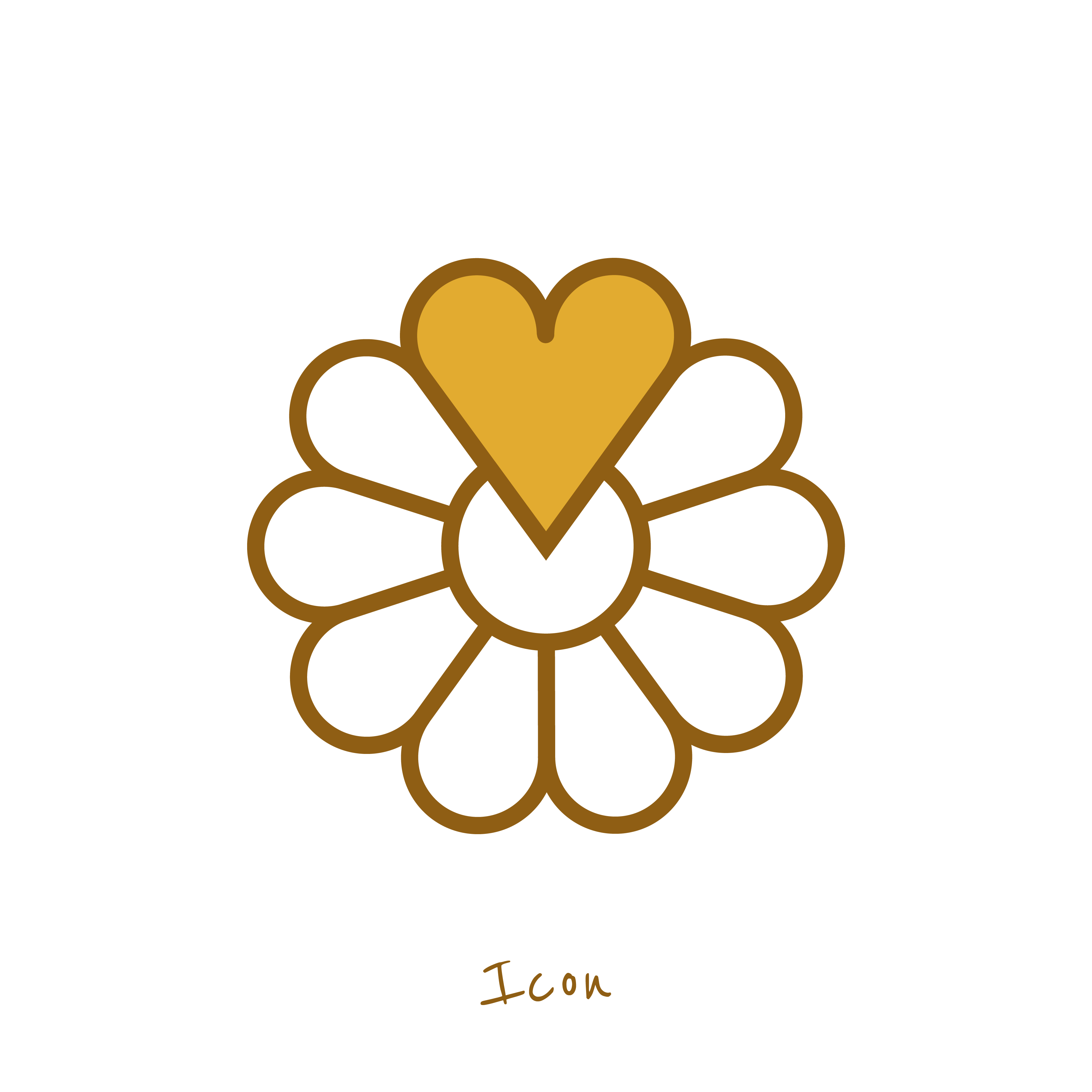 logo icon displaying a flower consisting of multiple hearts with one heart highlighted