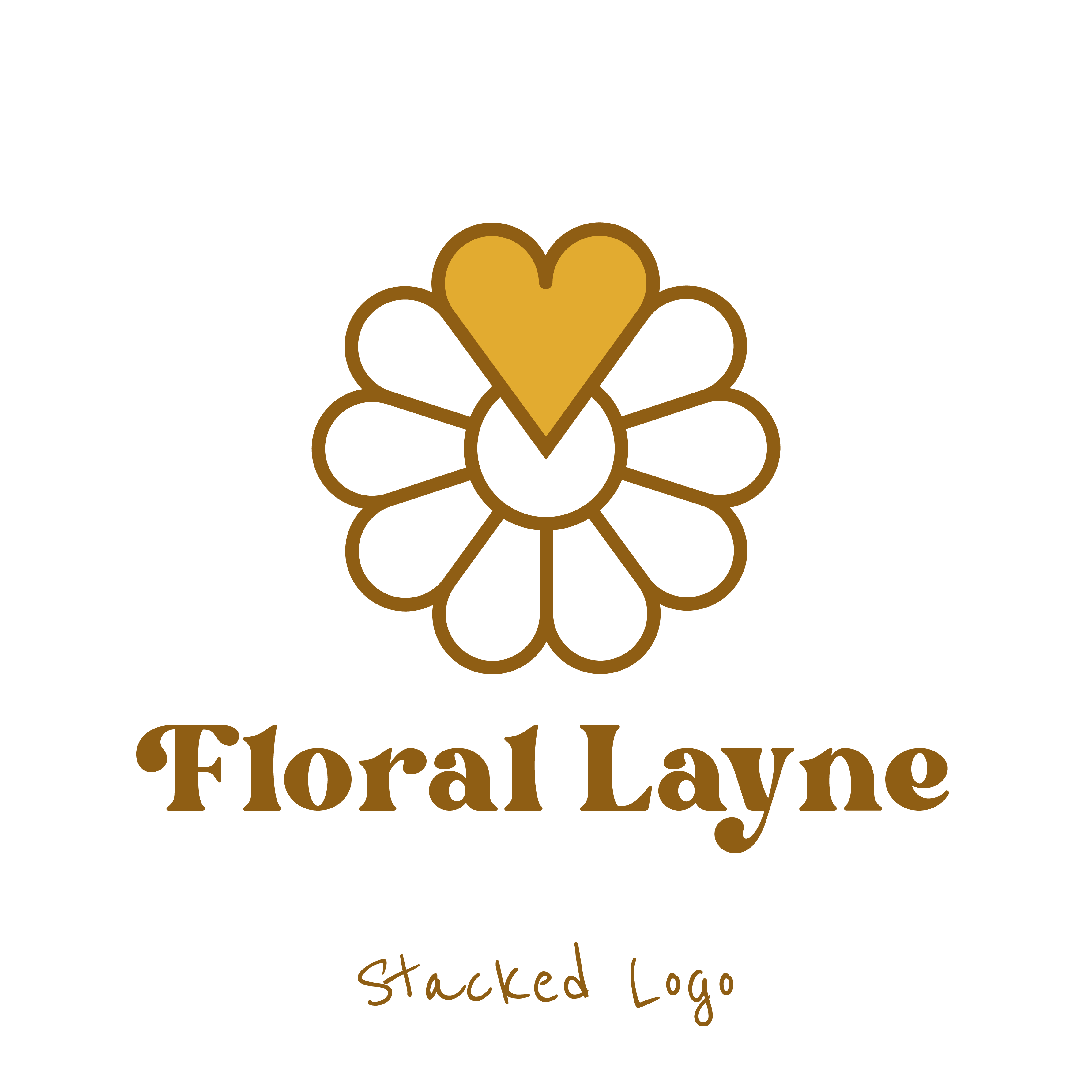 stacked logo displaying a flower consisting of multiple hearts with one heart highlighted