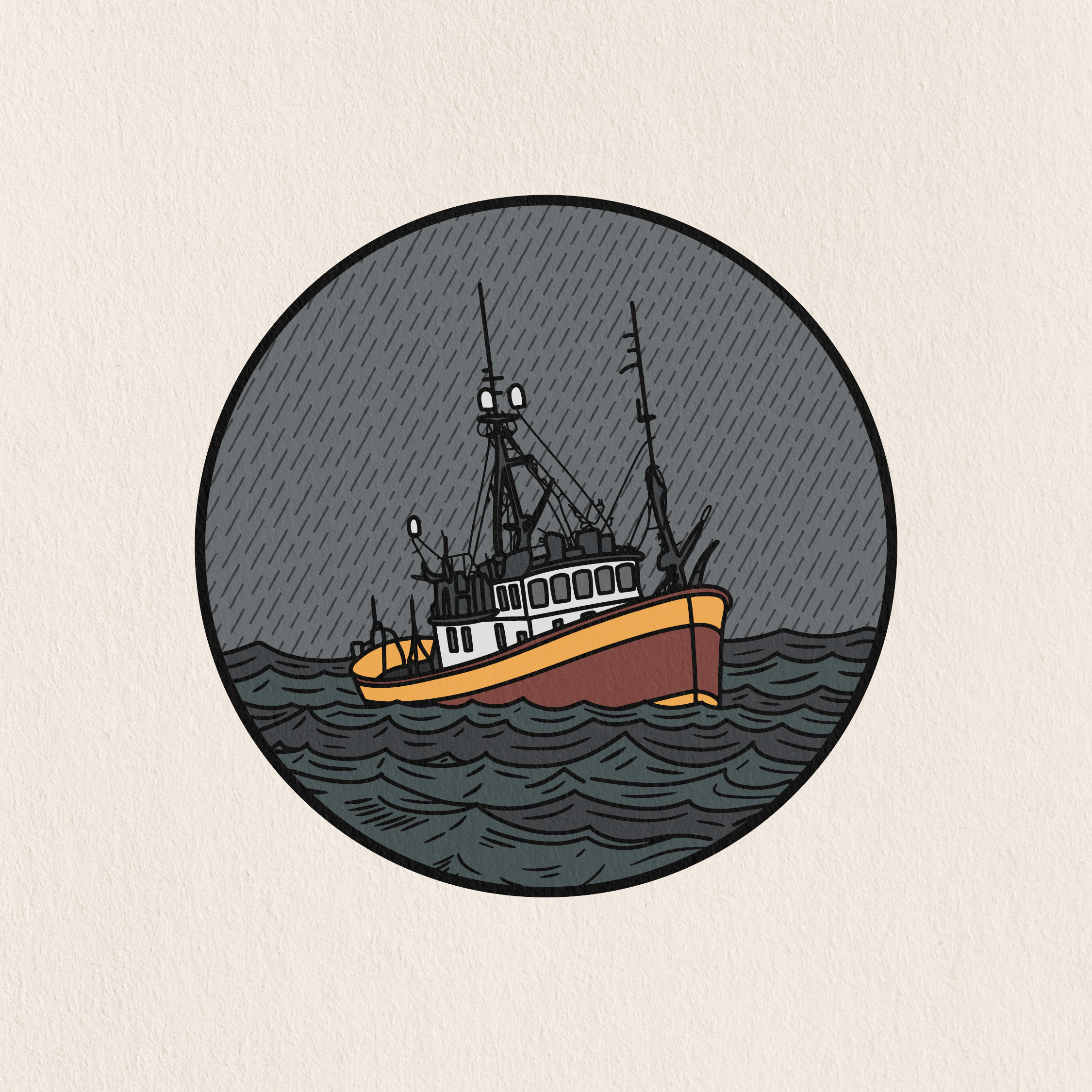 ship navigating through a storm