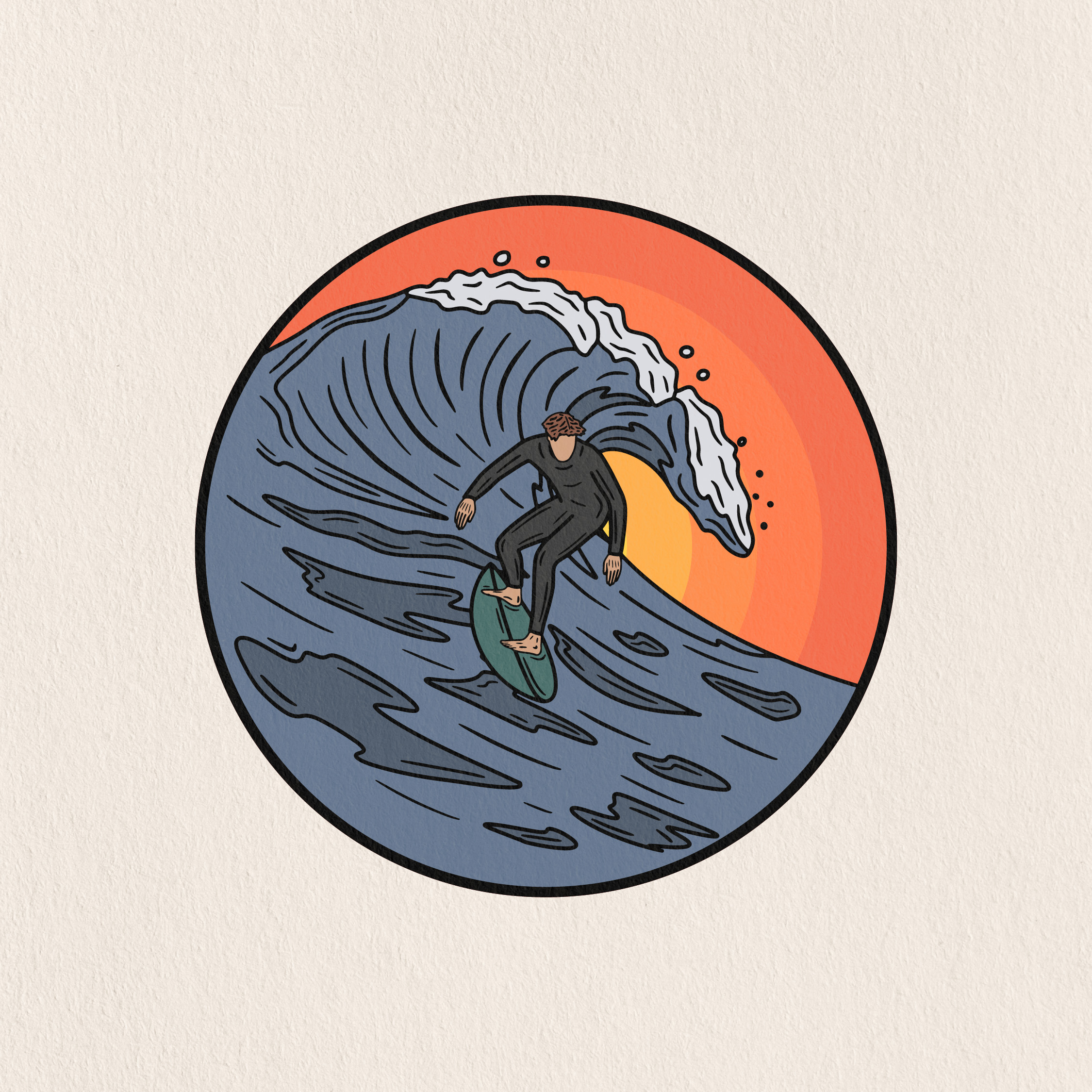 surfer riding a wave during sunset