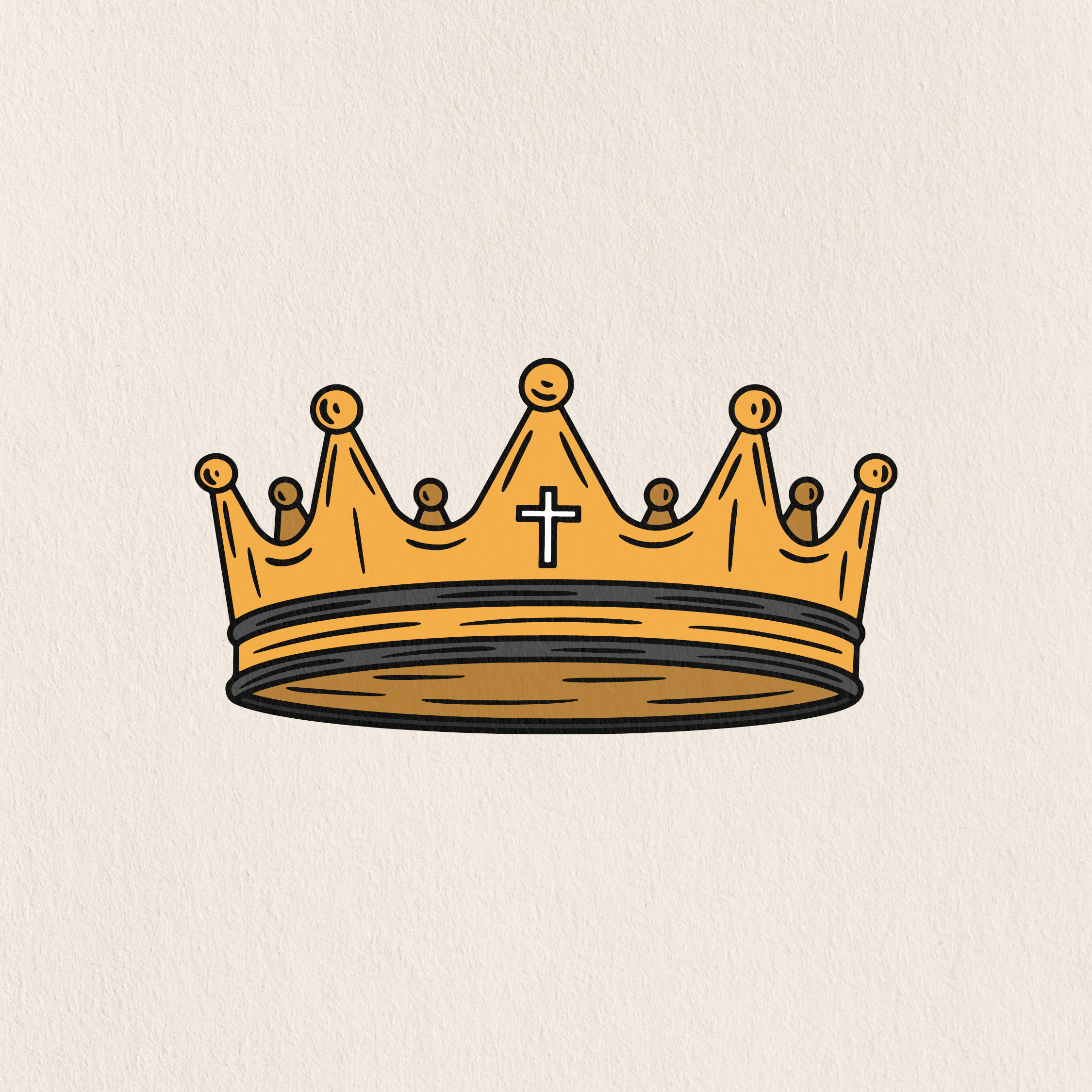 royal crown with engraved cross