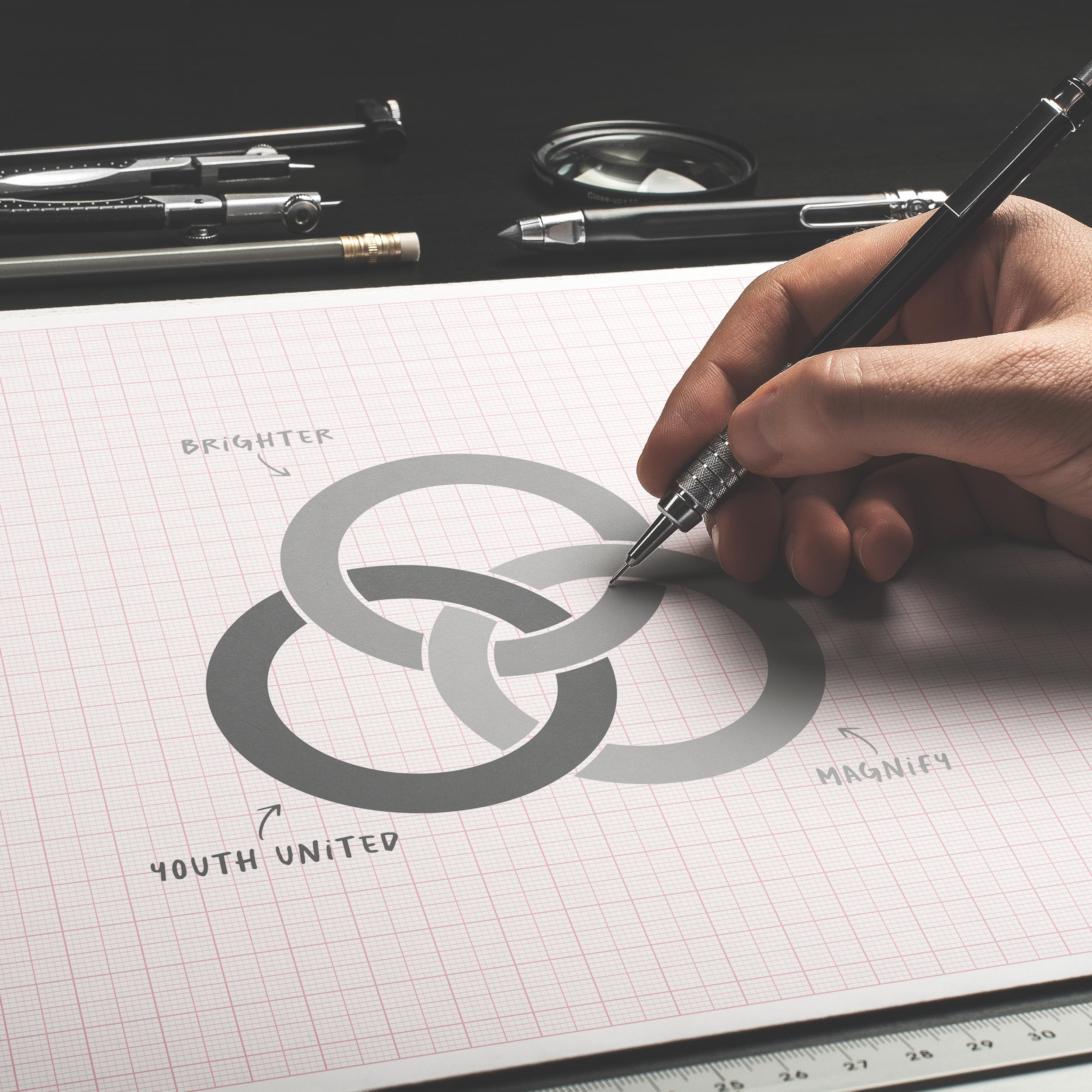 hand making a sketch on a paper